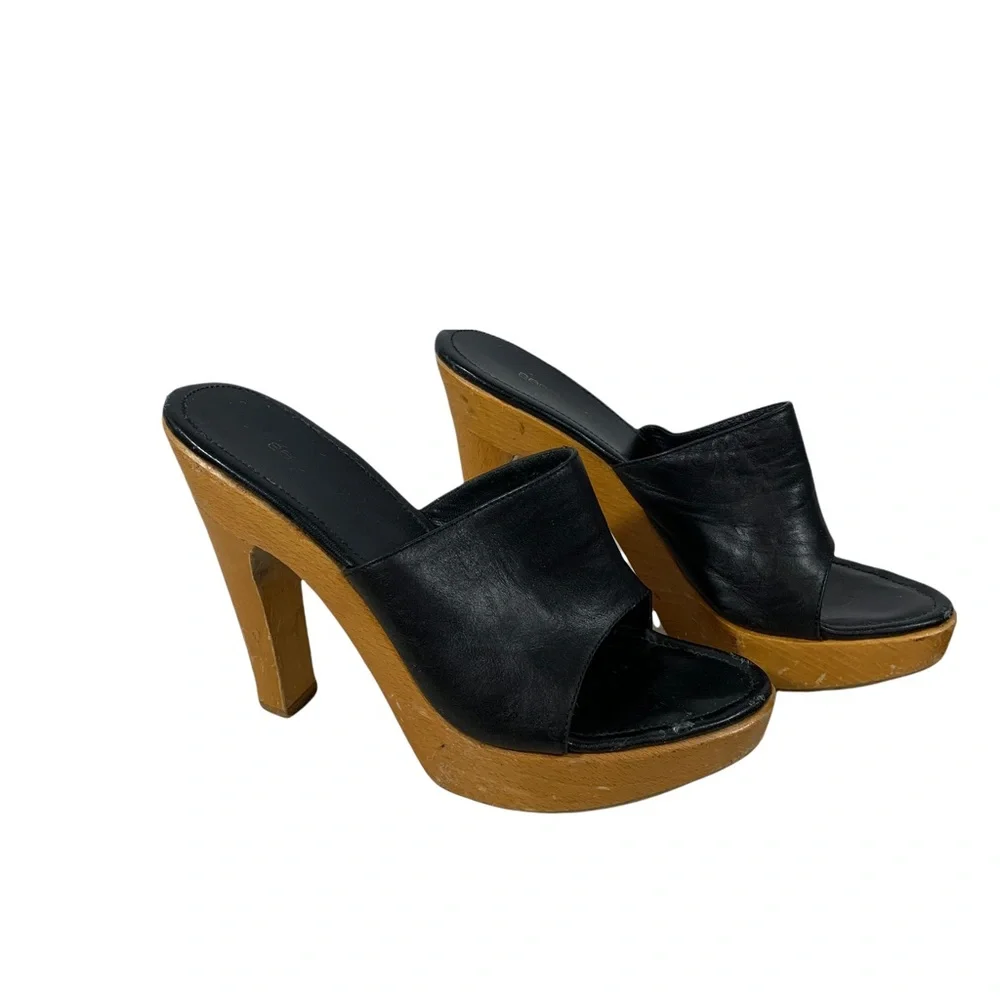 Sergio Rossi Wooden Heeled Mules - Picture 1 of 13